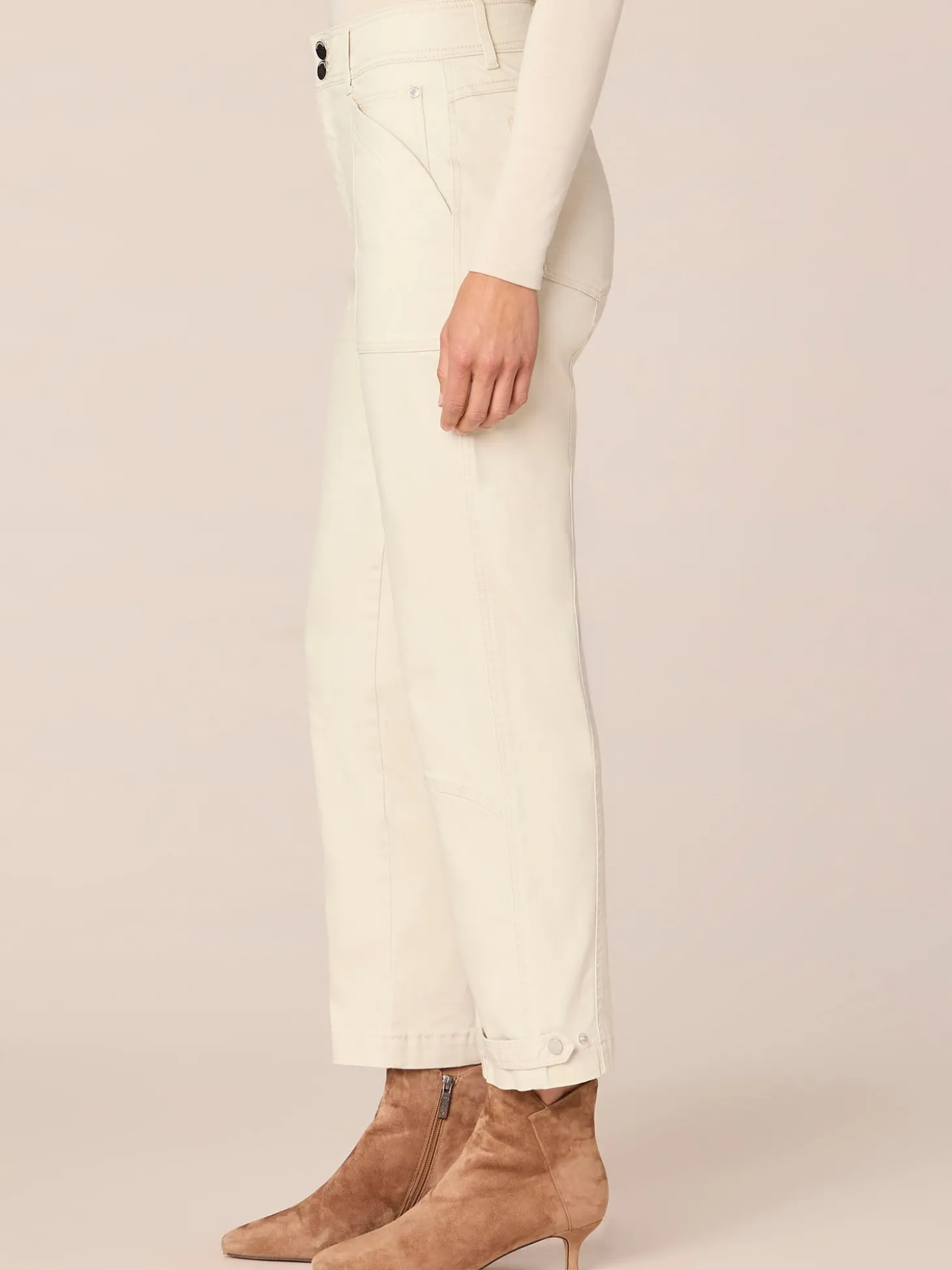 "Ab"solution High Rise Snap Hem Petite Utility Pant