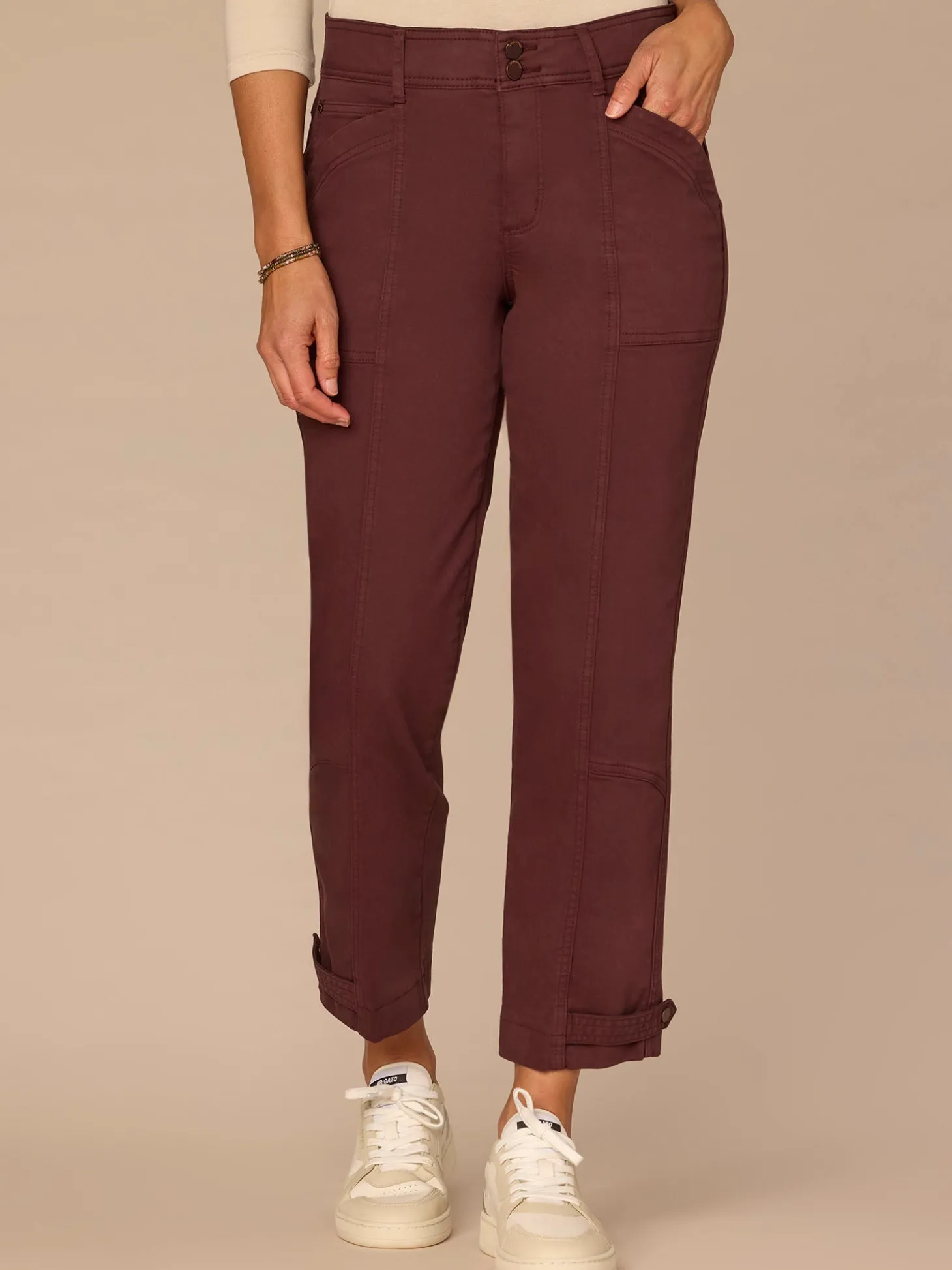 "Ab"solution High Rise Snap Hem Petite Utility Pant