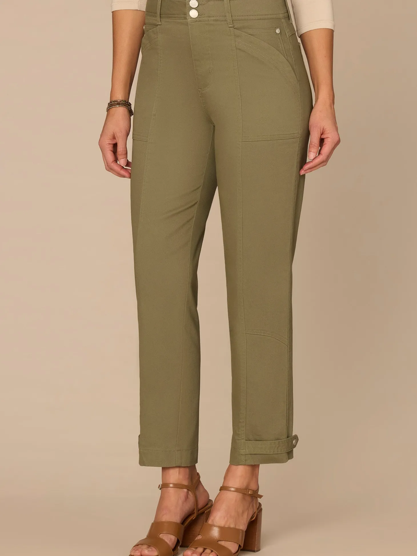 "Ab"solution High Rise Snap Hem Petite Utility Pant