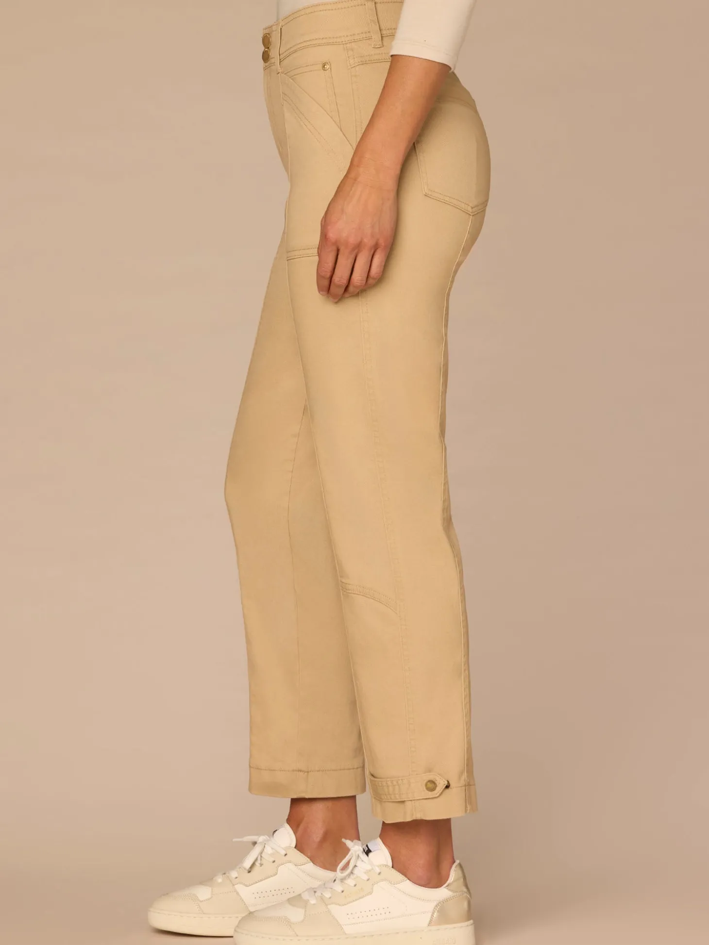 "Ab"solution High Rise Snap Hem Petite Utility Pant