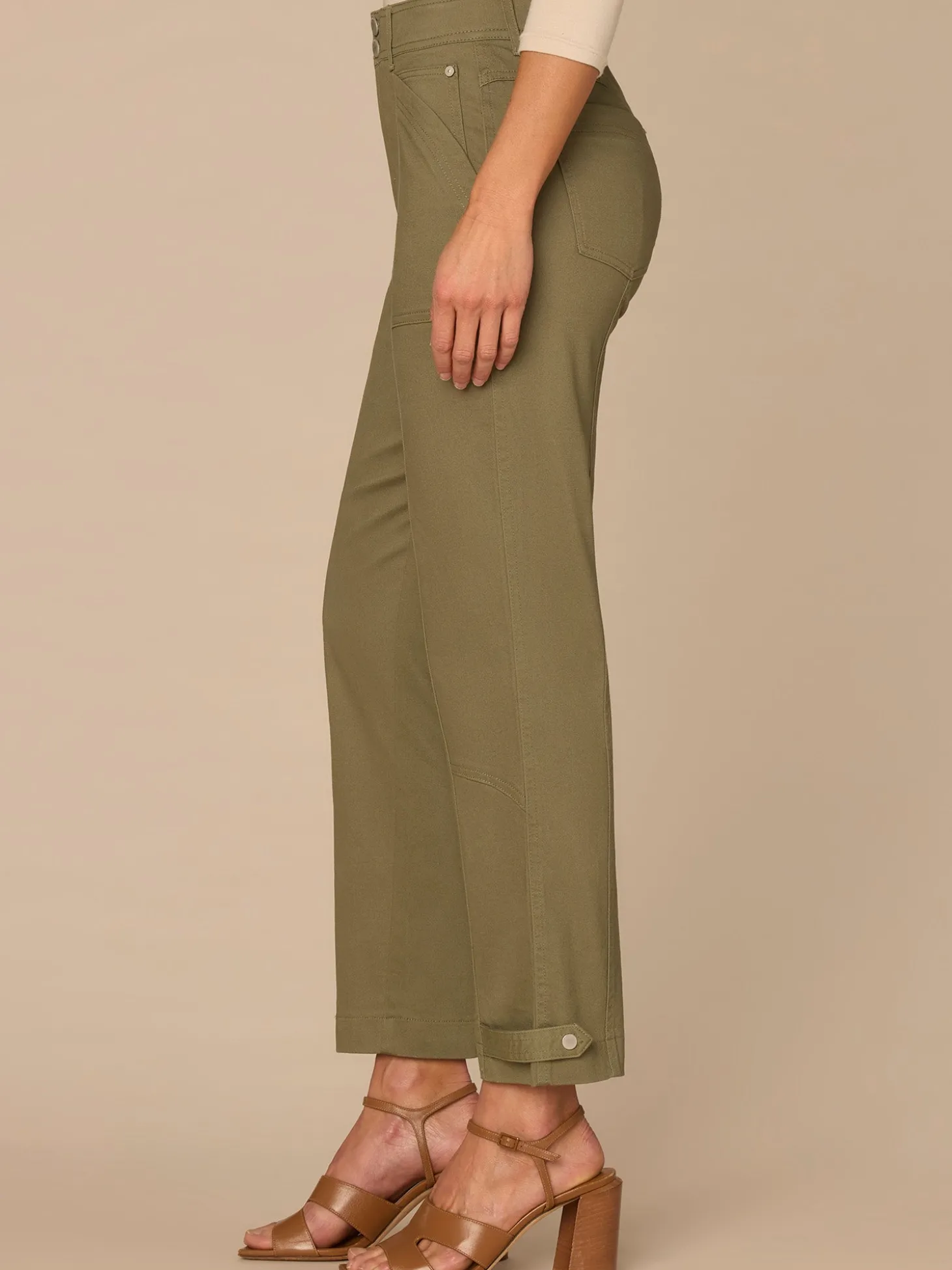 "Ab"solution High Rise Snap Hem Petite Utility Pant