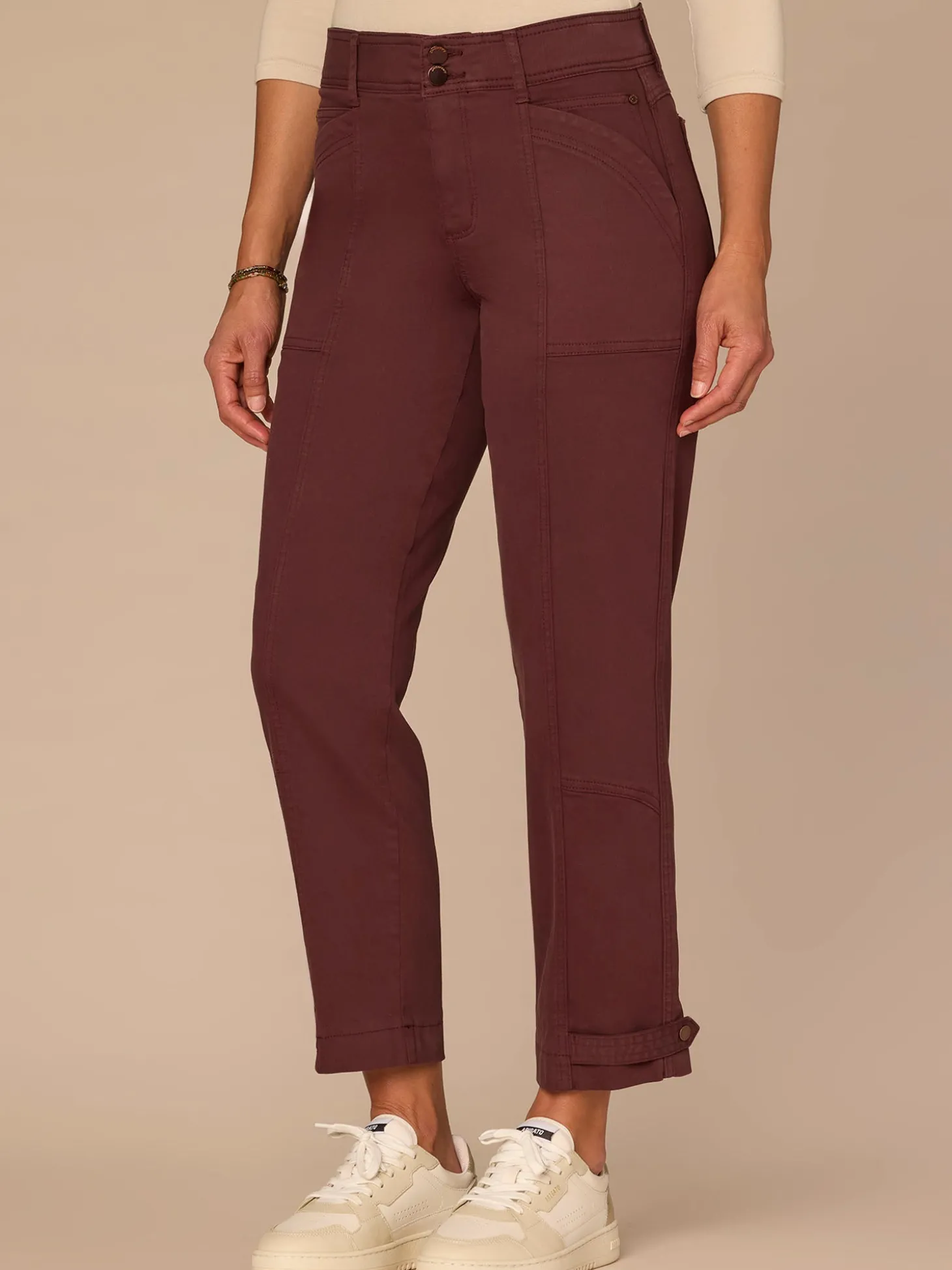 "Ab"solution High Rise Snap Hem Petite Utility Pant