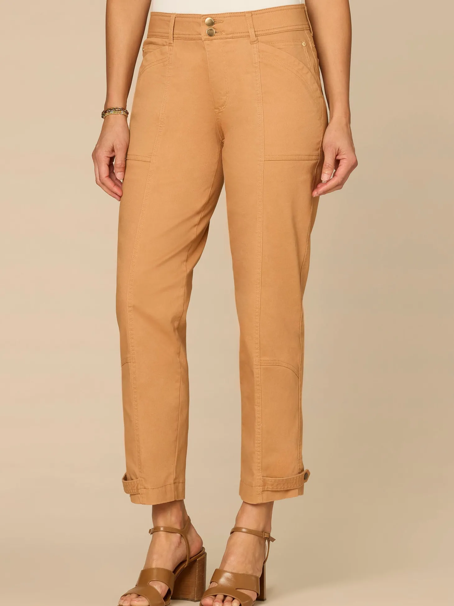 "Ab"solution High Rise Snap Hem Petite Utility Pant