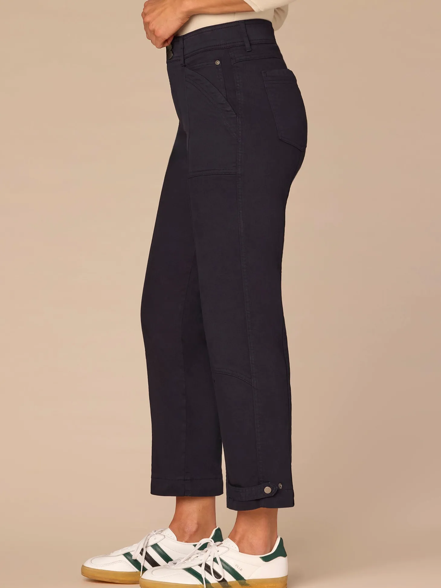 "Ab"solution High Rise Snap Hem Petite Utility Pant