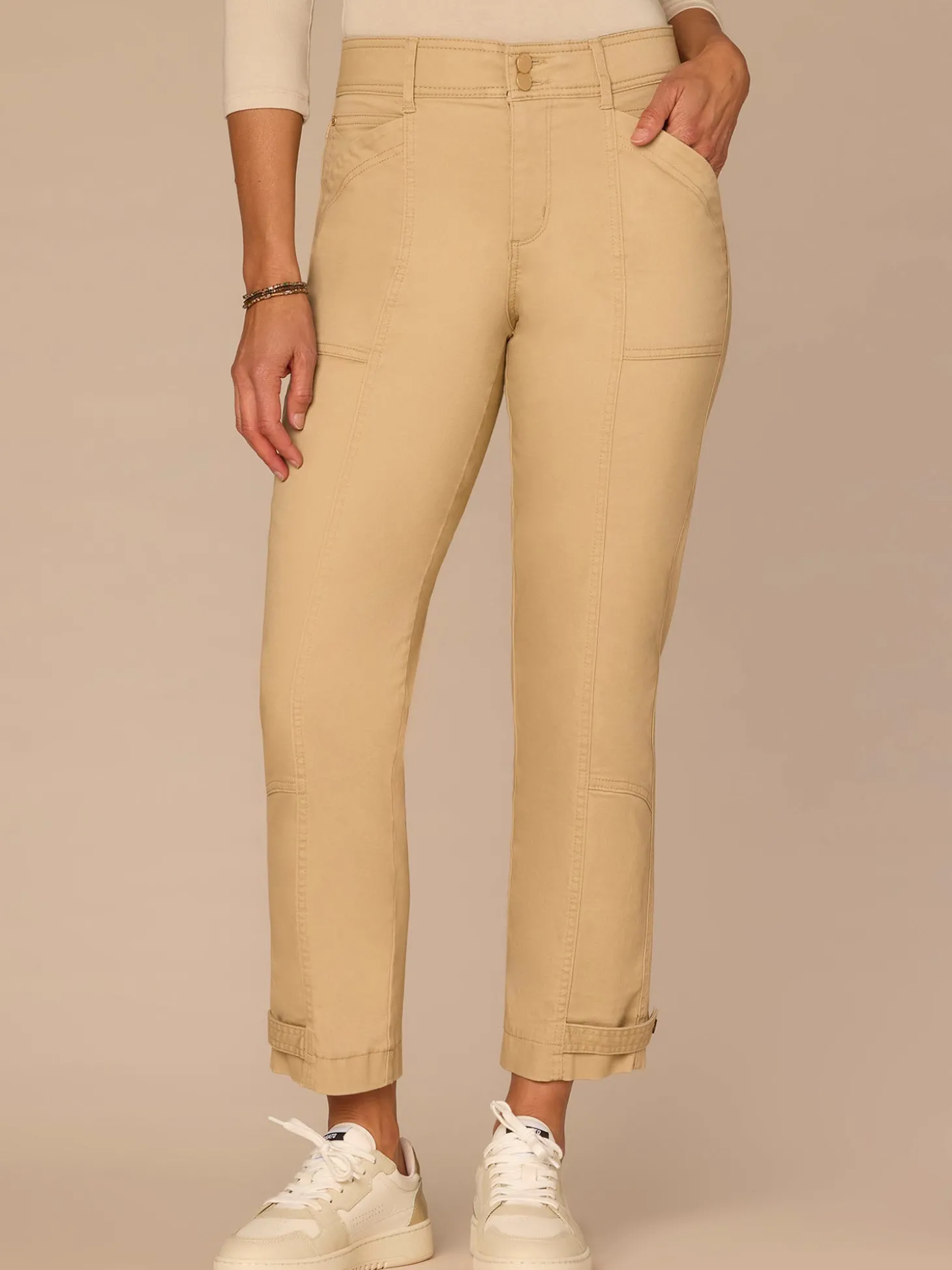 "Ab"solution High Rise Snap Hem Petite Utility Pant