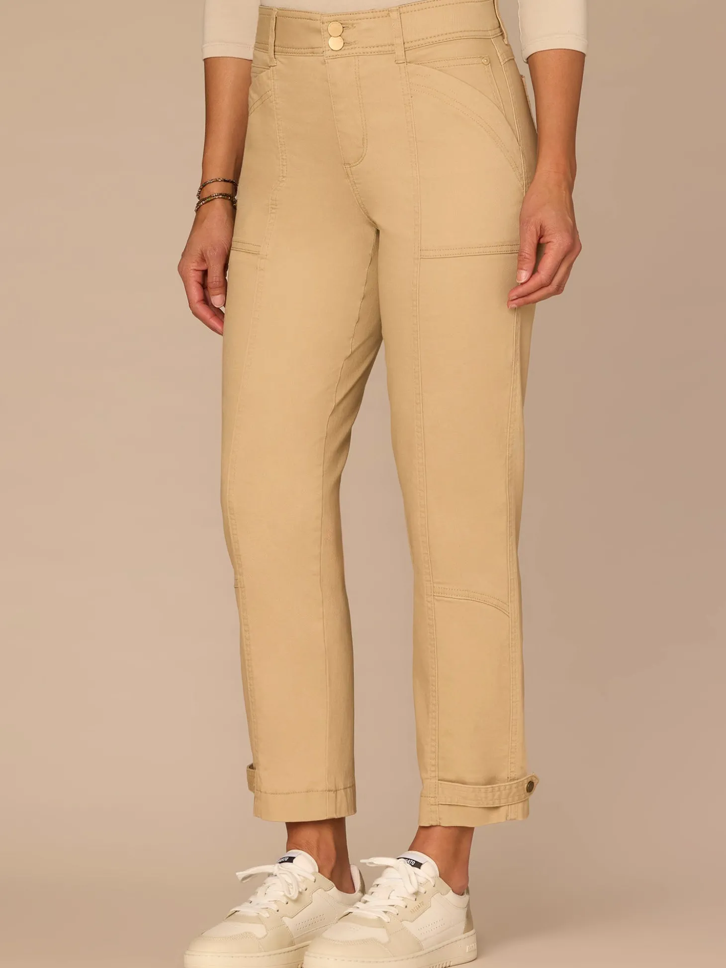 "Ab"solution High Rise Snap Hem Petite Utility Pant