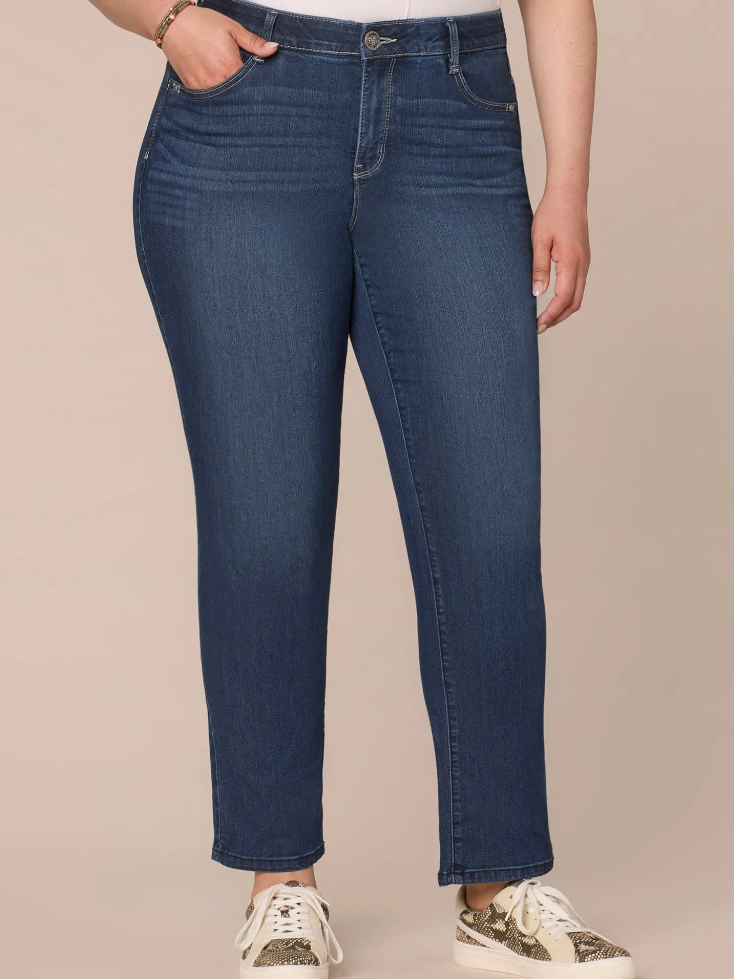 "Ab"solution® High Rise Straight Leg Plus Size Indigo Jeans