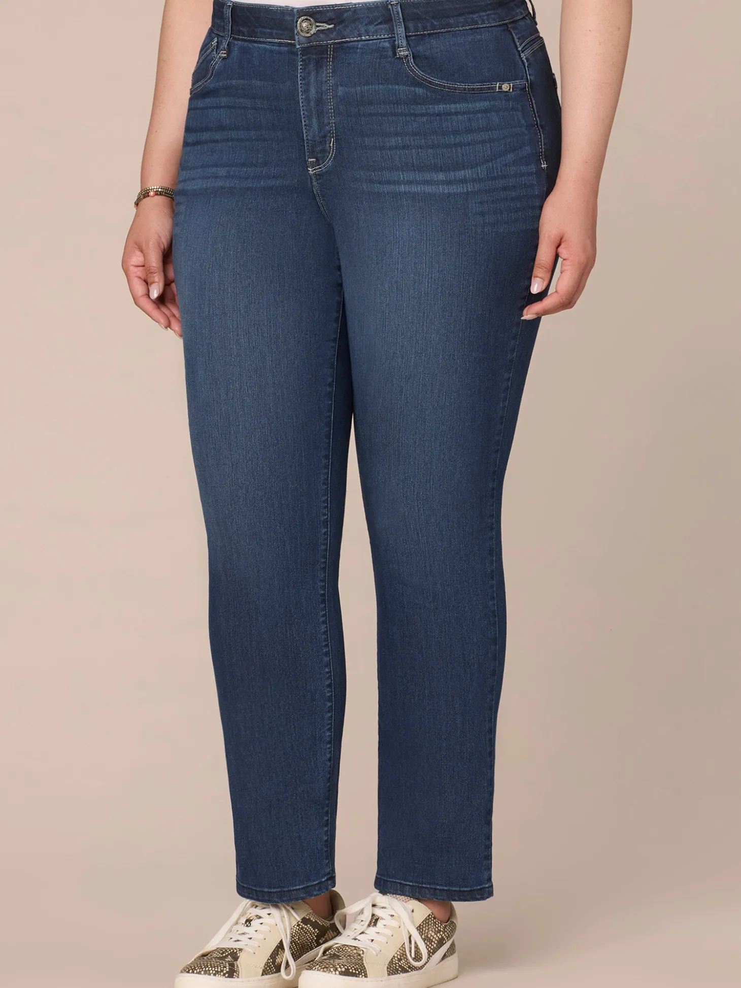 "Ab"solution® High Rise Straight Leg Plus Size Indigo Jeans