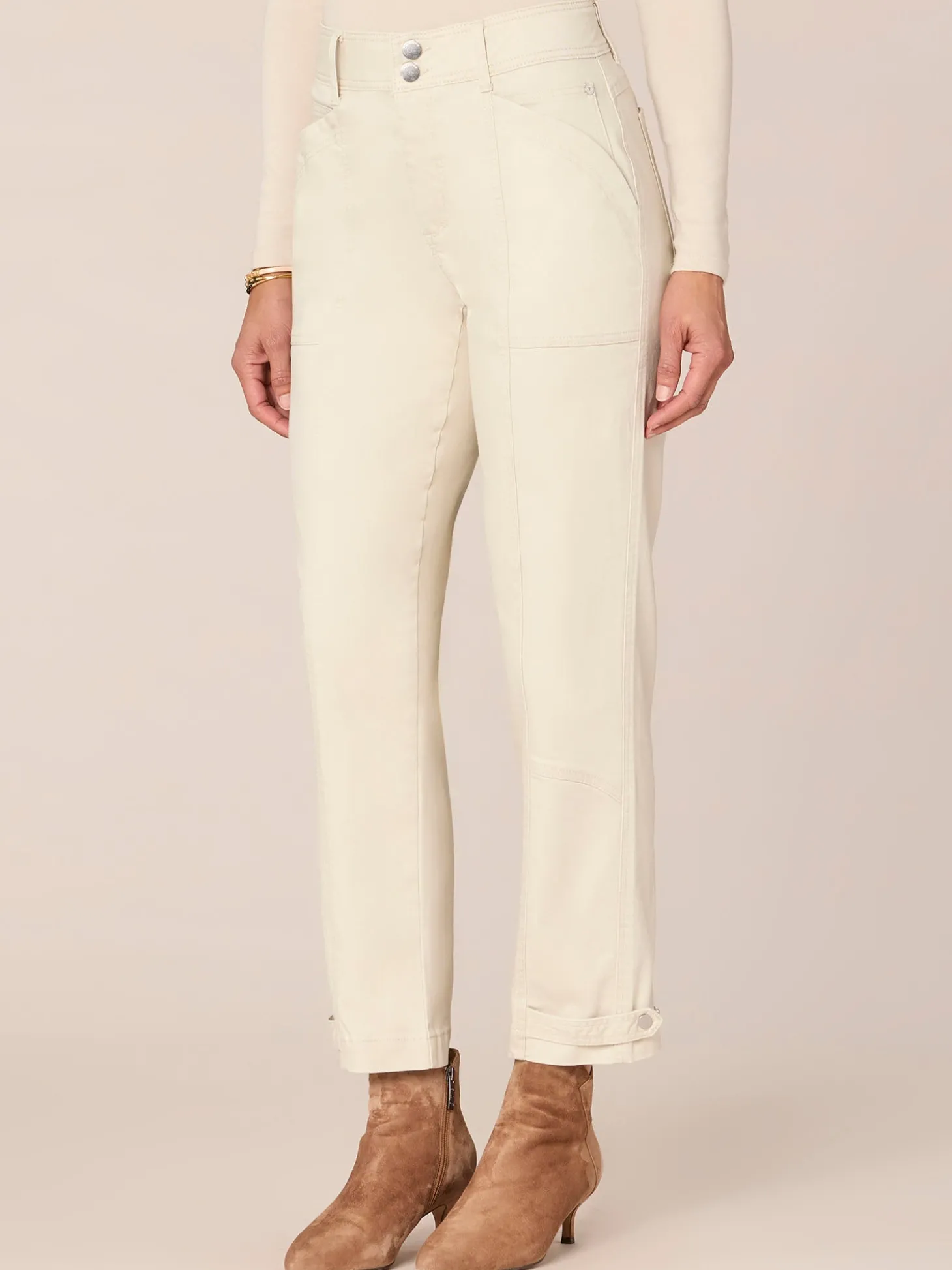 "Ab"solution® High Rise Tapered Utility Pant with Snap Hem