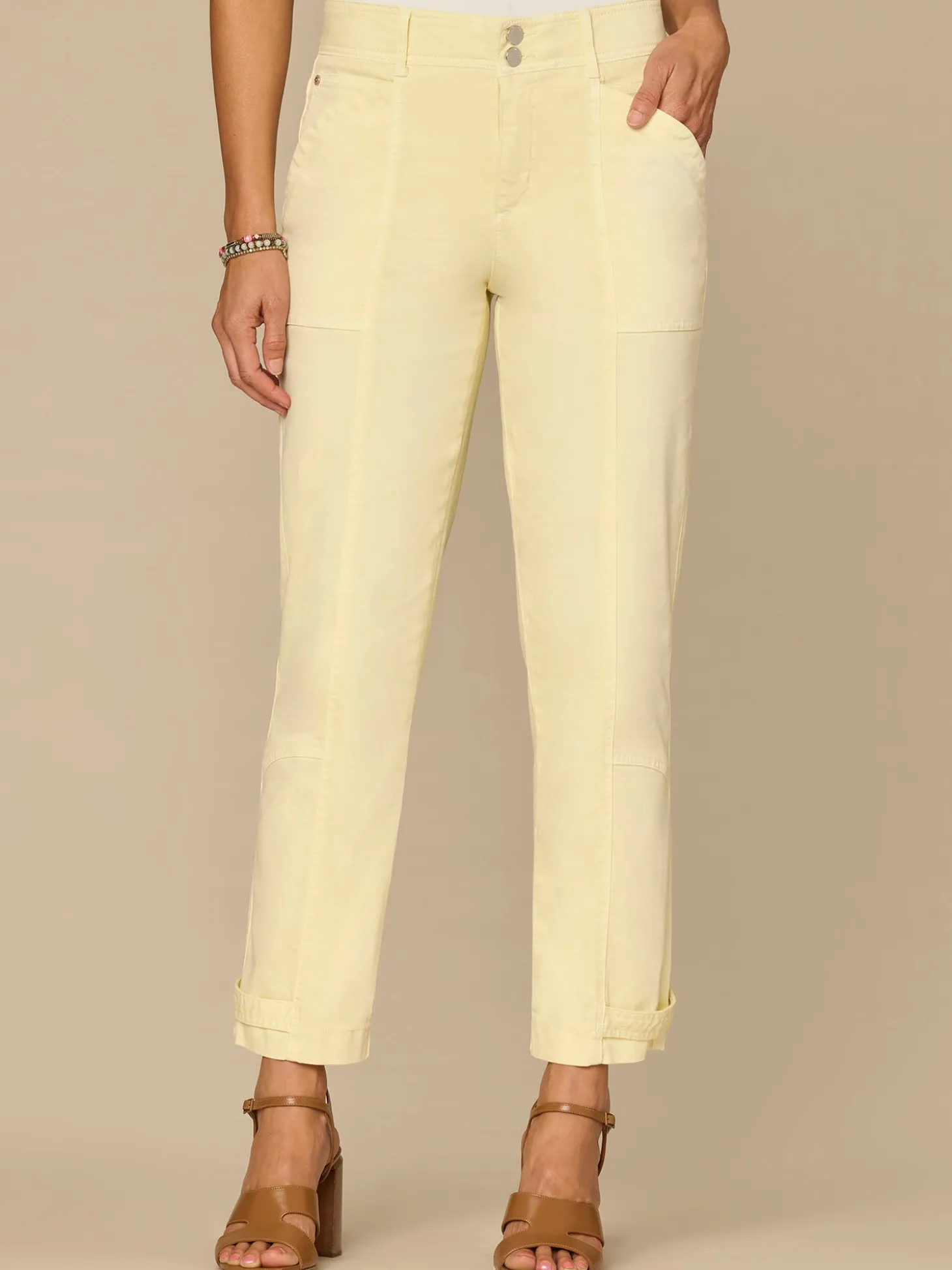 "Ab"solution® High Rise Tapered Utility Pant with Snap Hem
