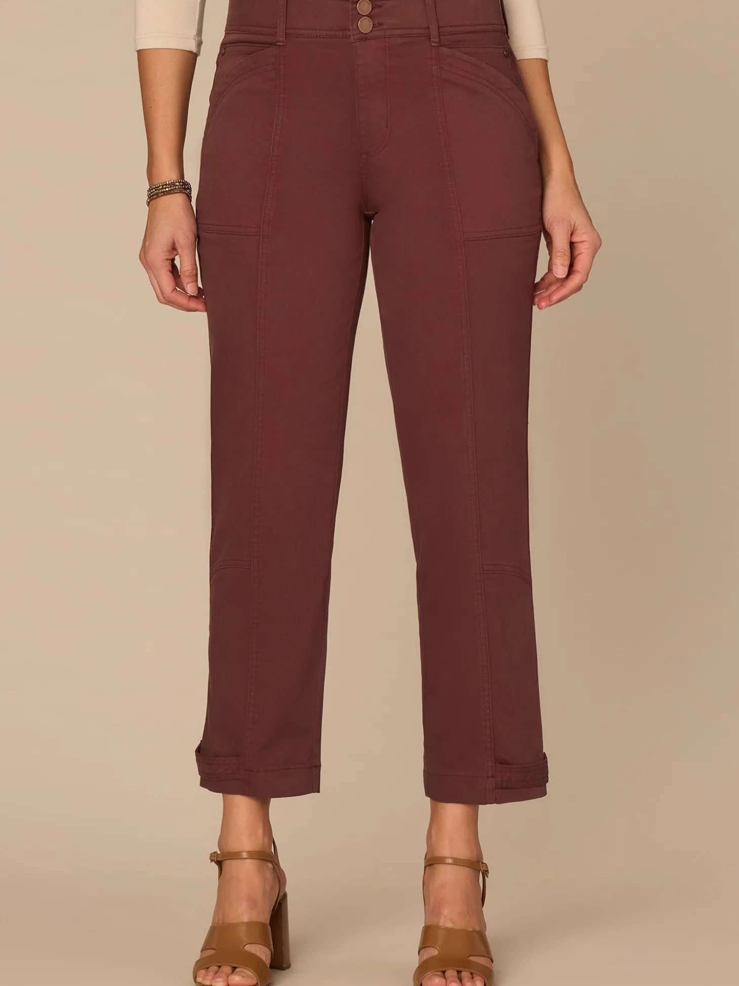 "Ab"solution® High Rise Tapered Utility Pant with Snap Hem