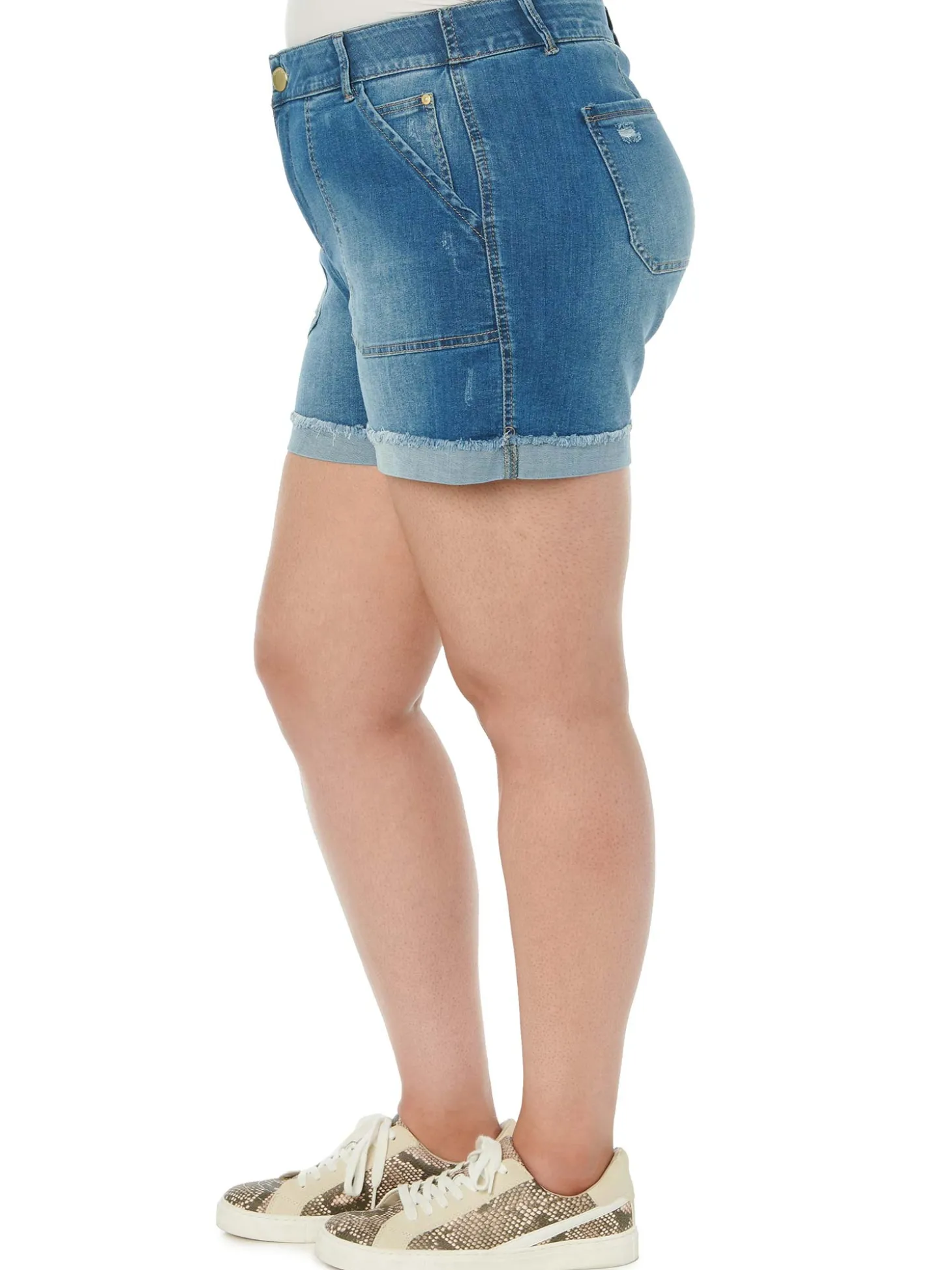"Ab"solution® High Rise Vintage Blue Denim Plus Shorts