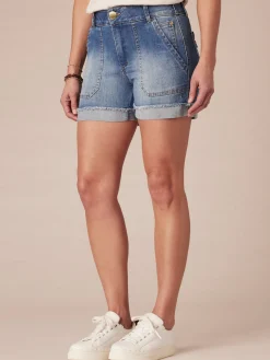 "Ab"solution® High Rise Vintage Blue Denim 4 1/2" Shorts