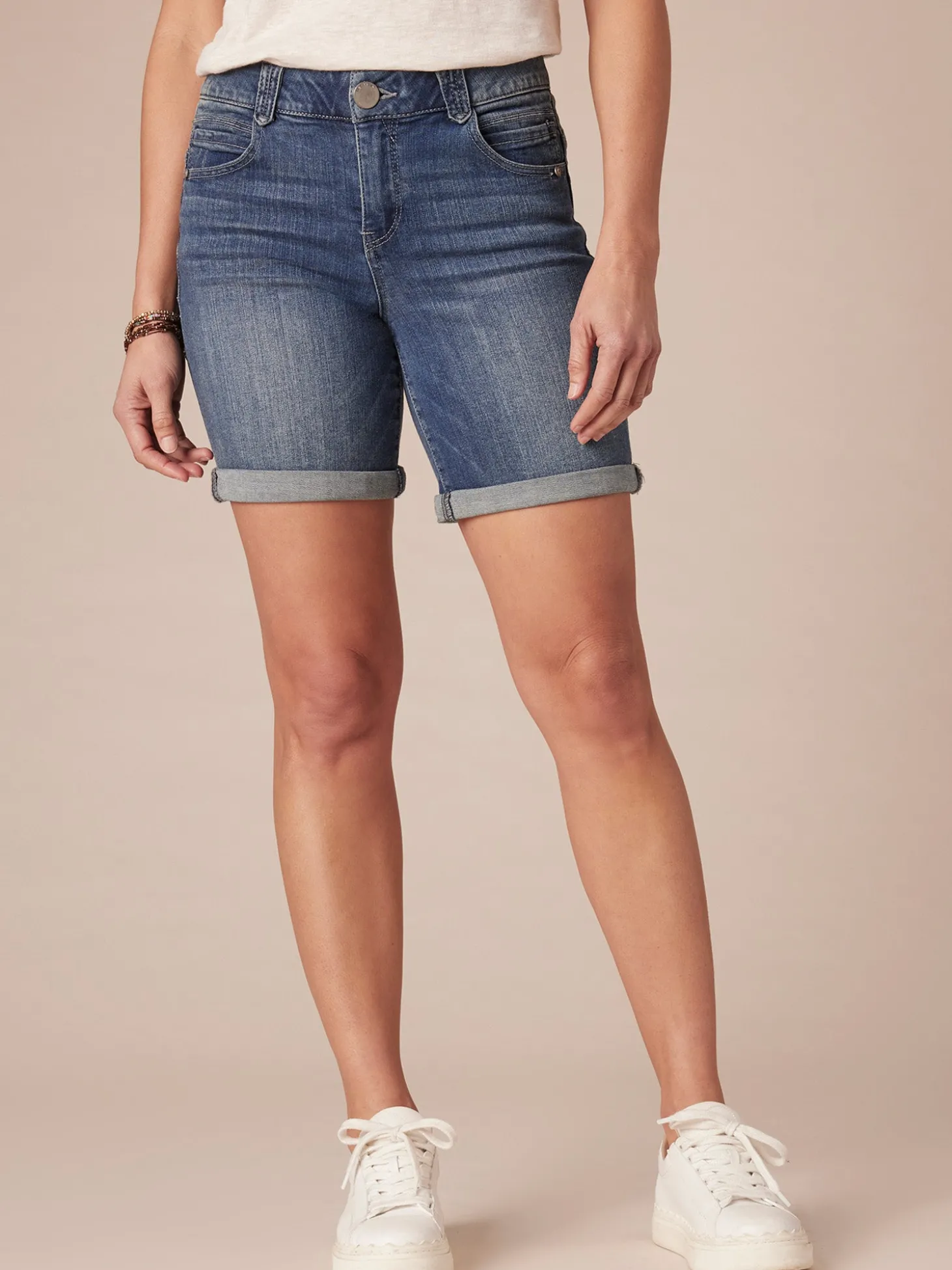 "Ab"solution® 6" Inseam Blue Denim Petite Shorts