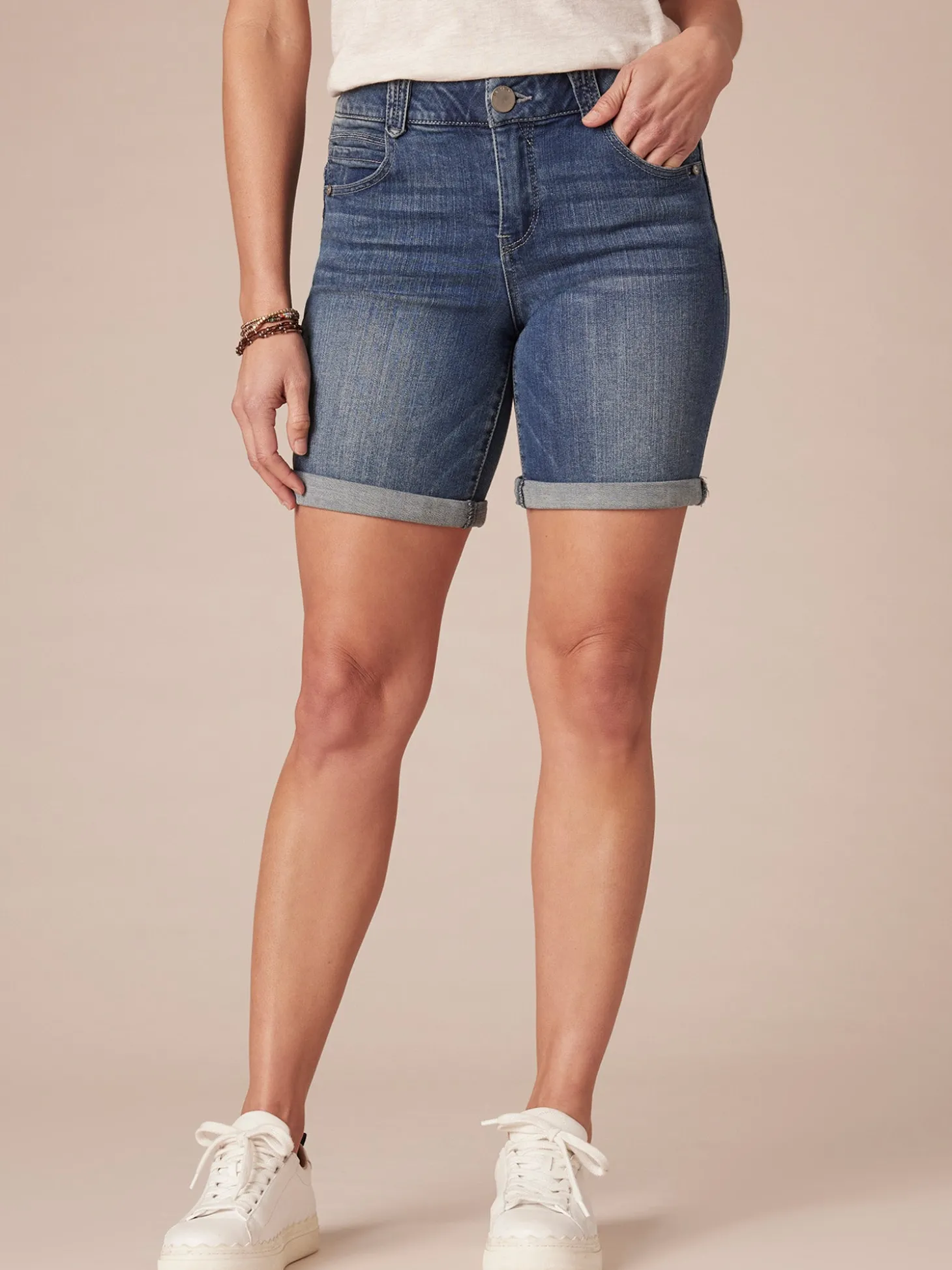 "Ab"solution® 6" Inseam Blue Denim Petite Shorts
