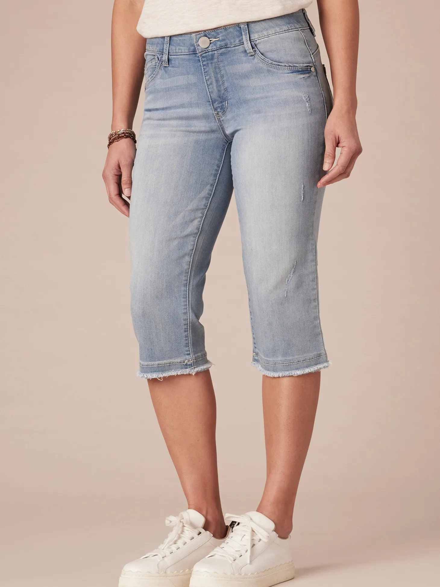 "Ab"solution® Light Blue Denim Skimmer Capri