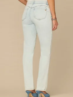“Ab”solution® Mid-Rise Bleached Blue Booty Lift Straight Leg Jeans