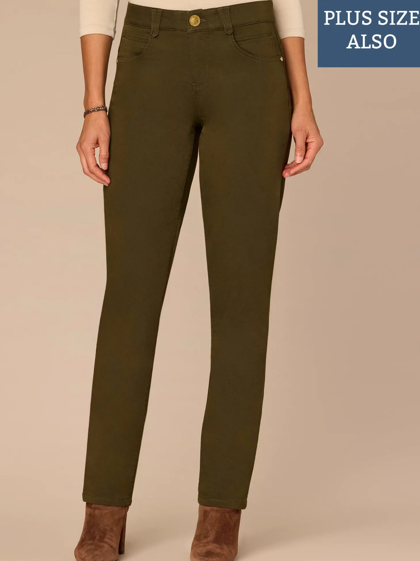 "Ab"solution® Mid-Rise Booty Lift Straight Leg Plus Size Colored Jeans