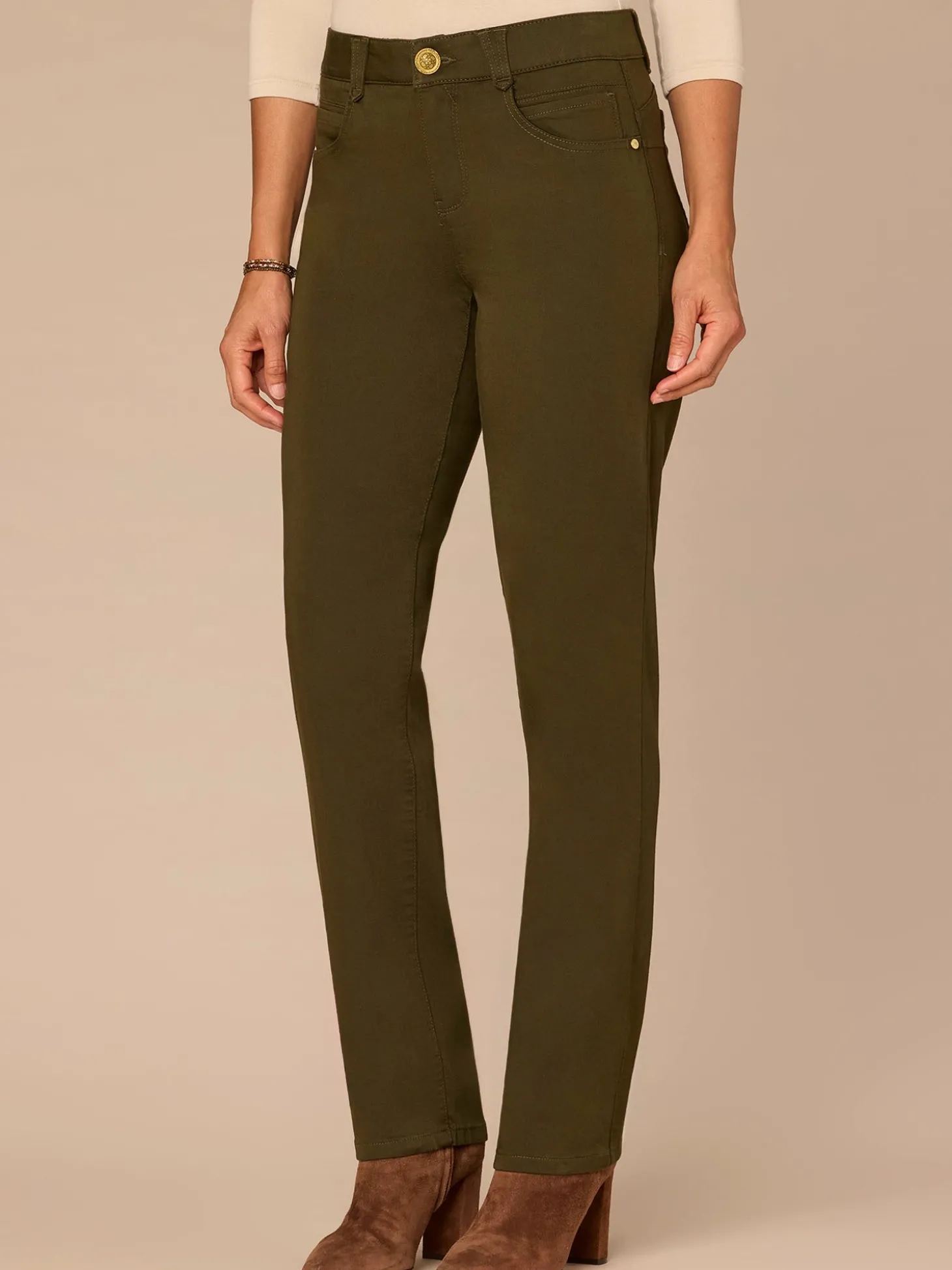 "Ab"solution® Mid-Rise Booty Lift Straight Leg Plus Size Colored Jeans