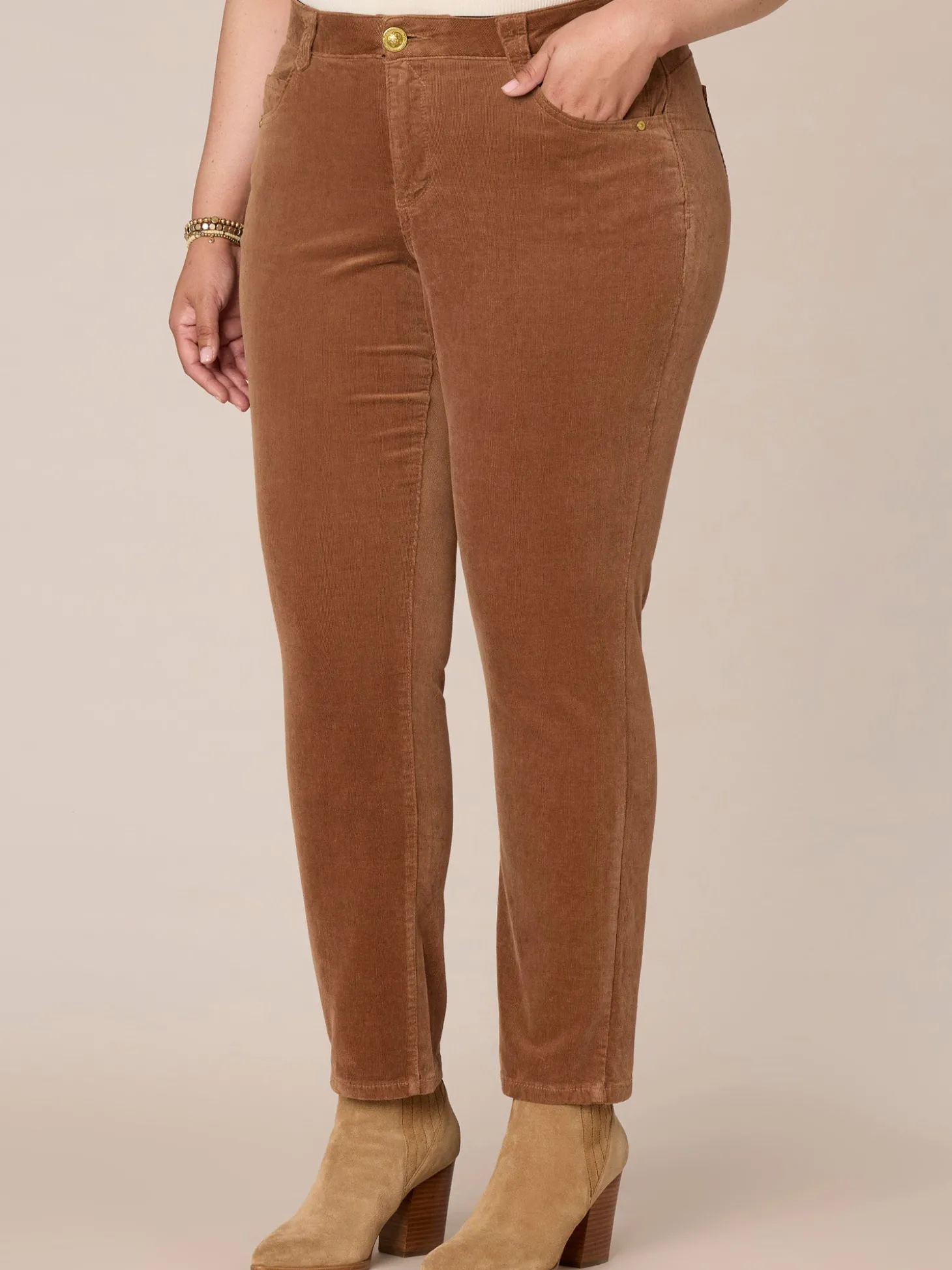 "Ab"solution® Mid-Rise Corduroy Plus Size Straight Leg Pants