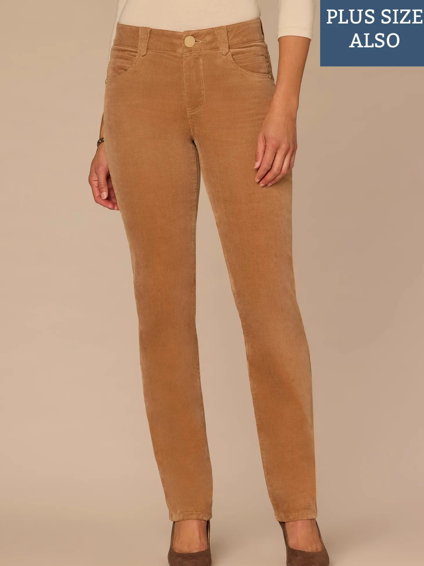 "Ab"solution® Mid-Rise Corduroy Plus Size Straight Leg Pants