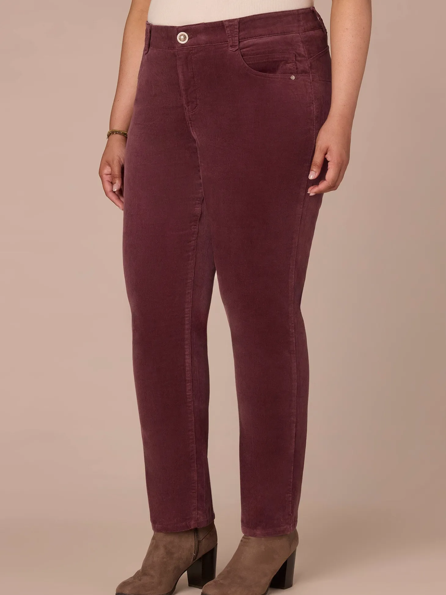 "Ab"solution® Mid-Rise Corduroy Plus Size Straight Leg Pants