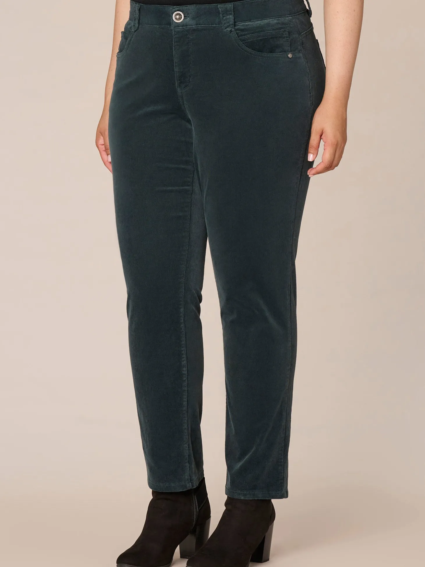 "Ab"solution® Mid-Rise Corduroy Plus Size Straight Leg Pants