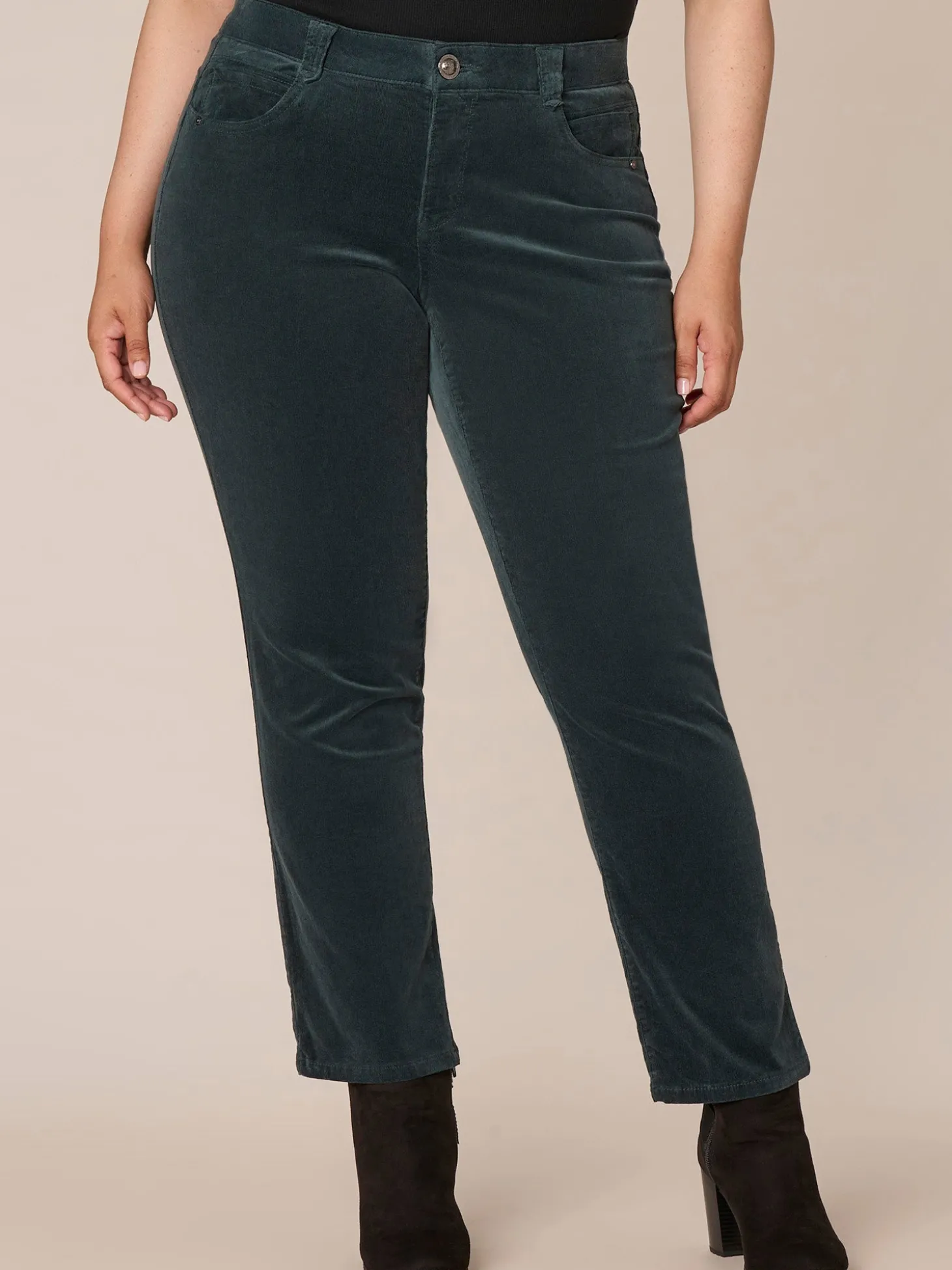 "Ab"solution® Mid-Rise Corduroy Plus Size Straight Leg Pants
