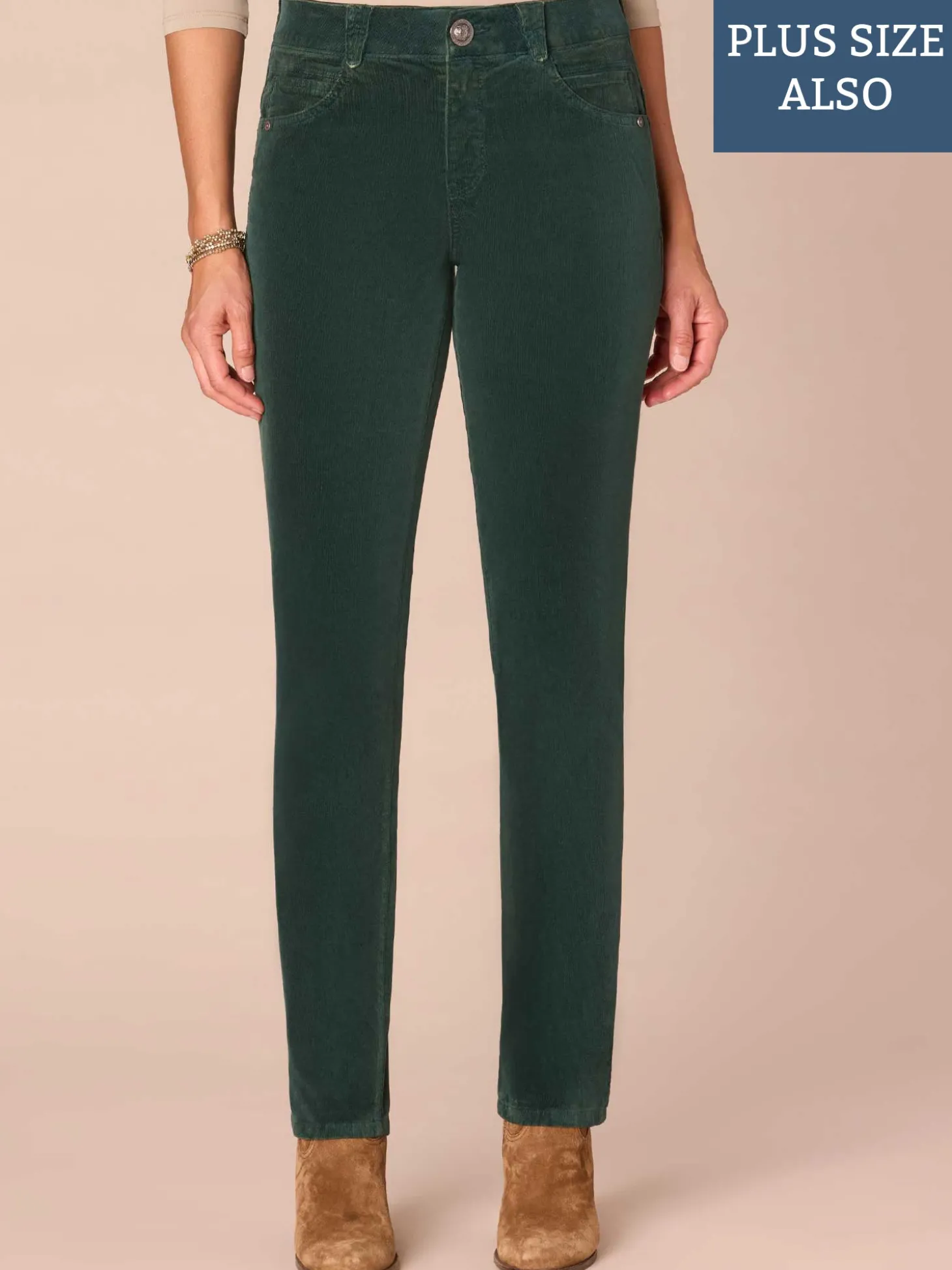 "Ab"solution® Mid-Rise Corduroy Plus Size Straight Leg Pants
