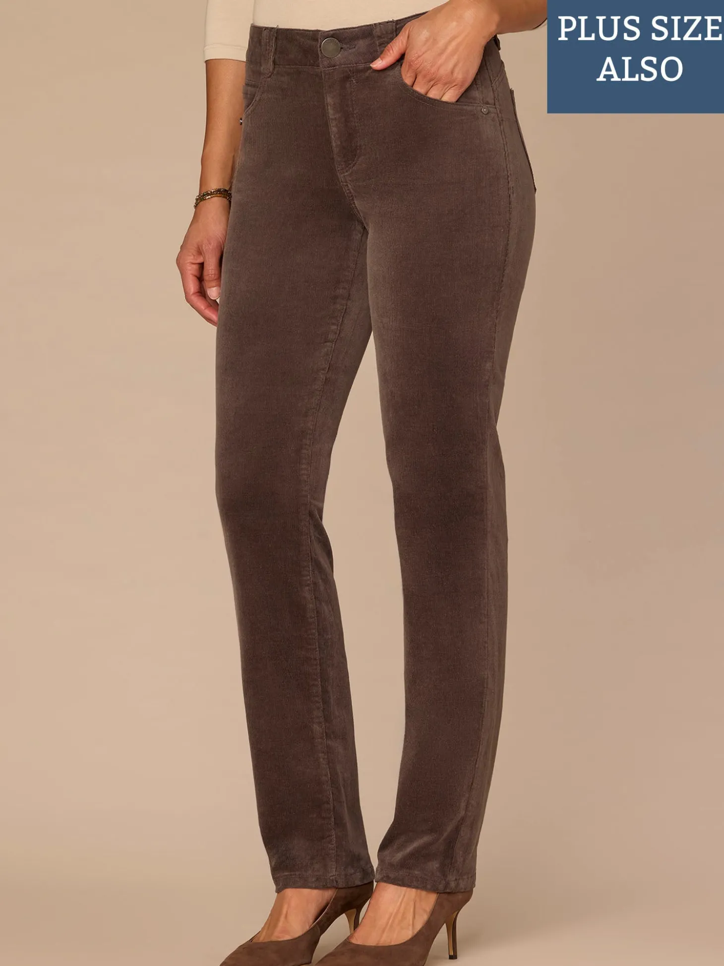 "Ab"solution® Mid-Rise Corduroy Plus Size Straight Leg Pants