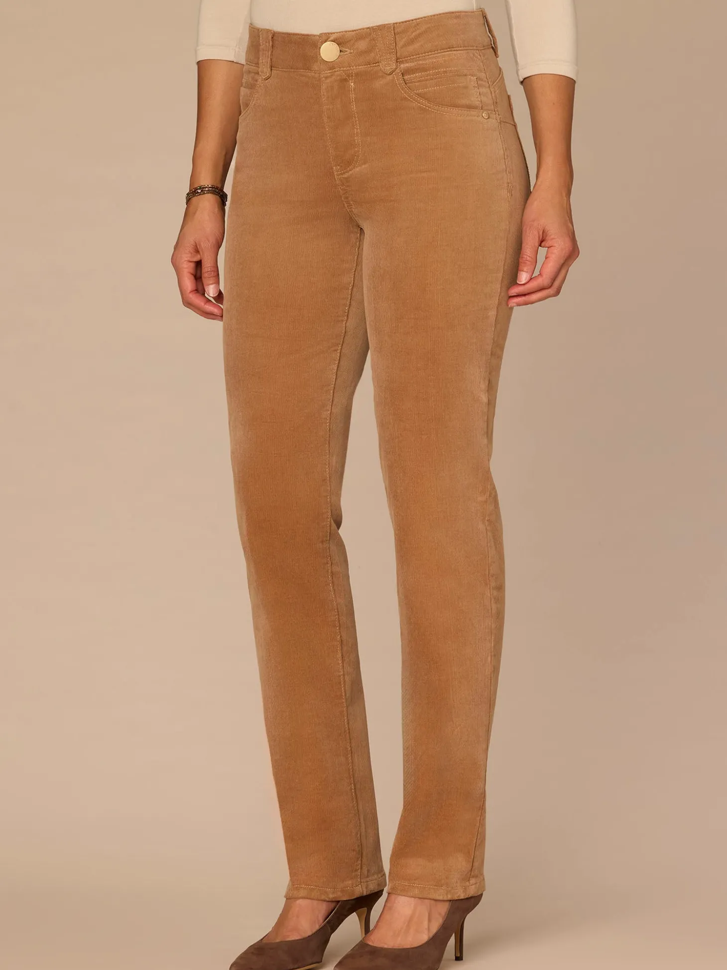 "Ab"solution® Mid-Rise Corduroy Plus Size Straight Leg Pants
