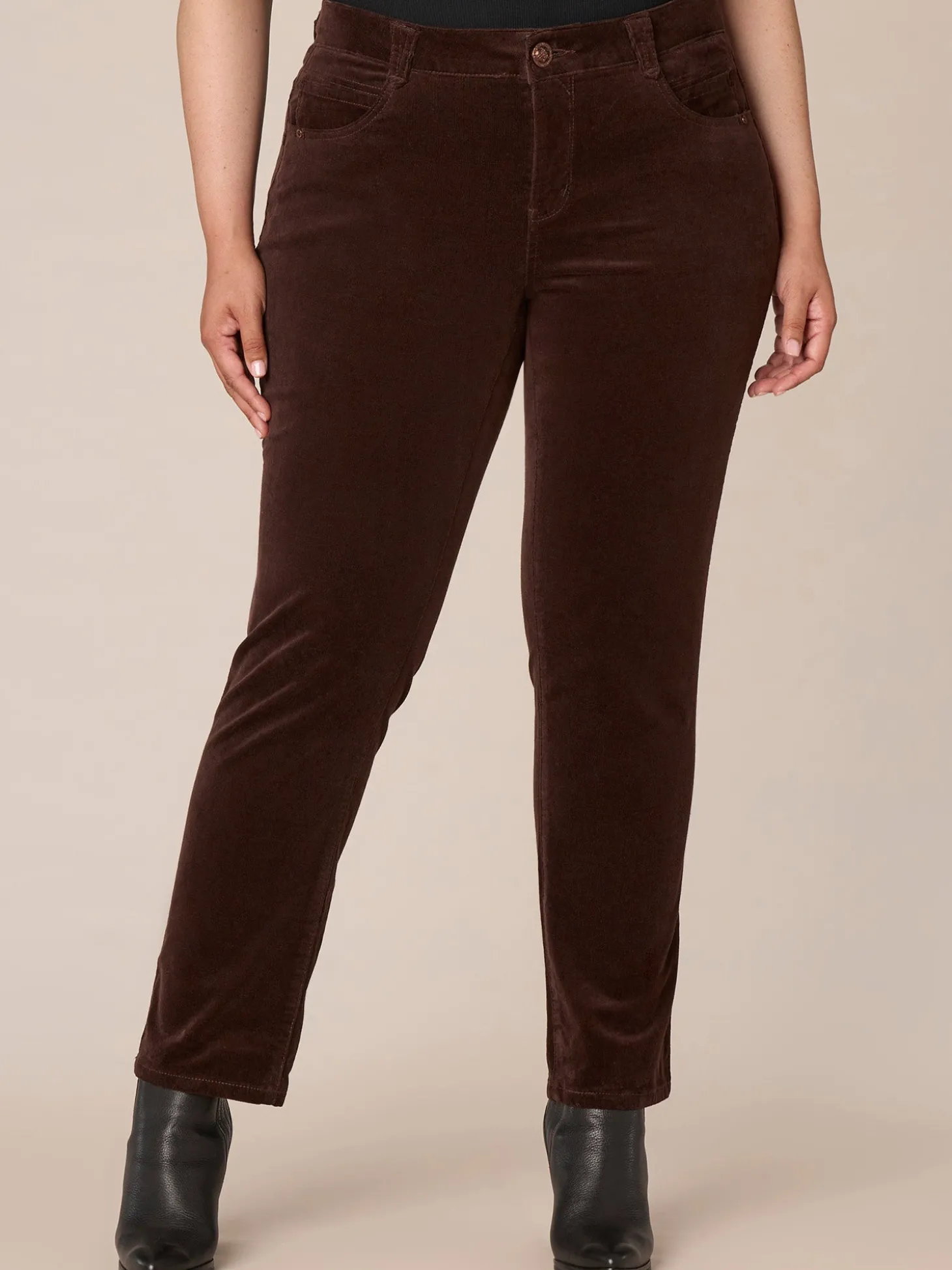 "Ab"solution® Mid-Rise Corduroy Plus Size Straight Leg Pants