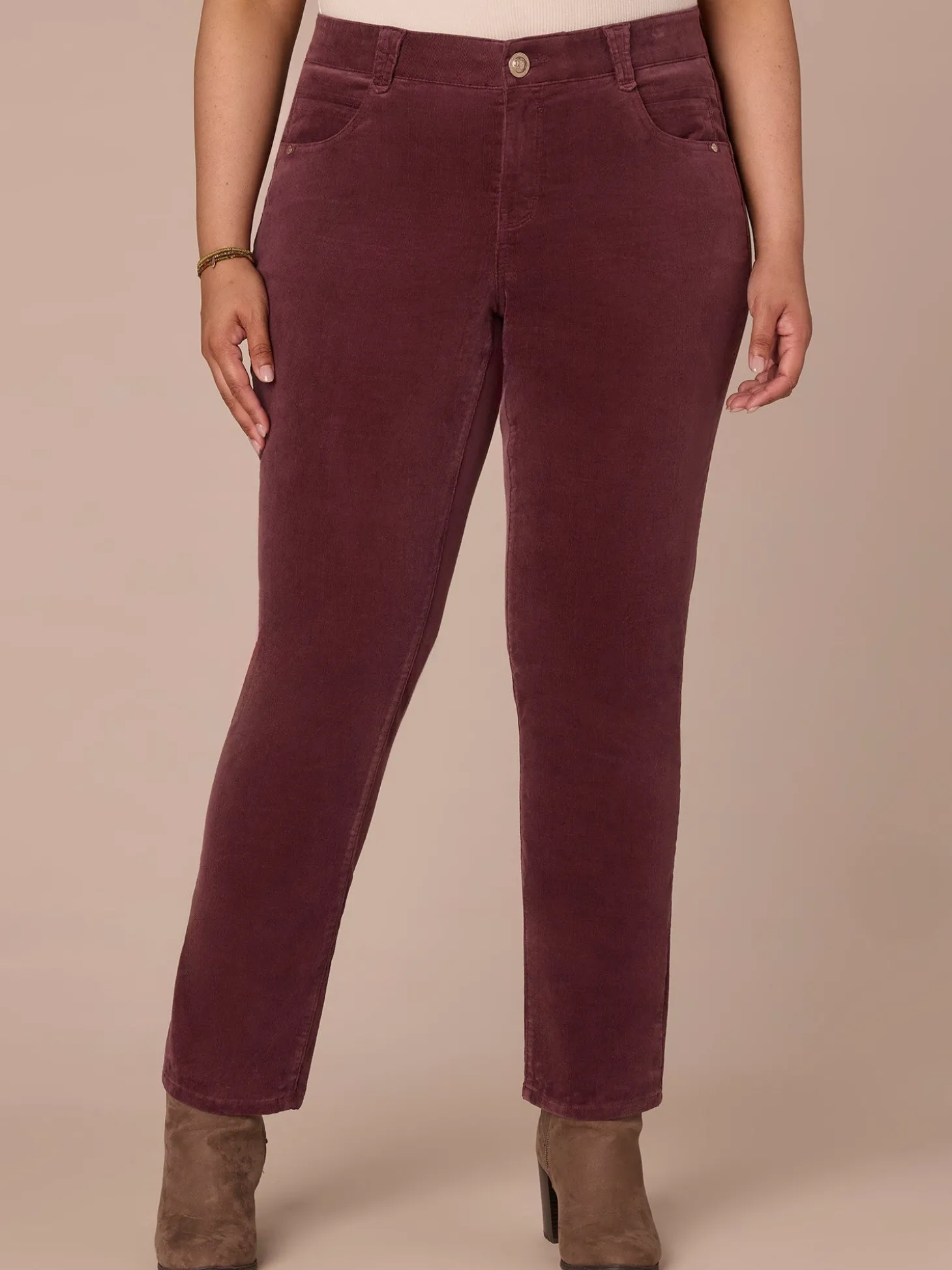 "Ab"solution® Mid-Rise Corduroy Plus Size Straight Leg Pants