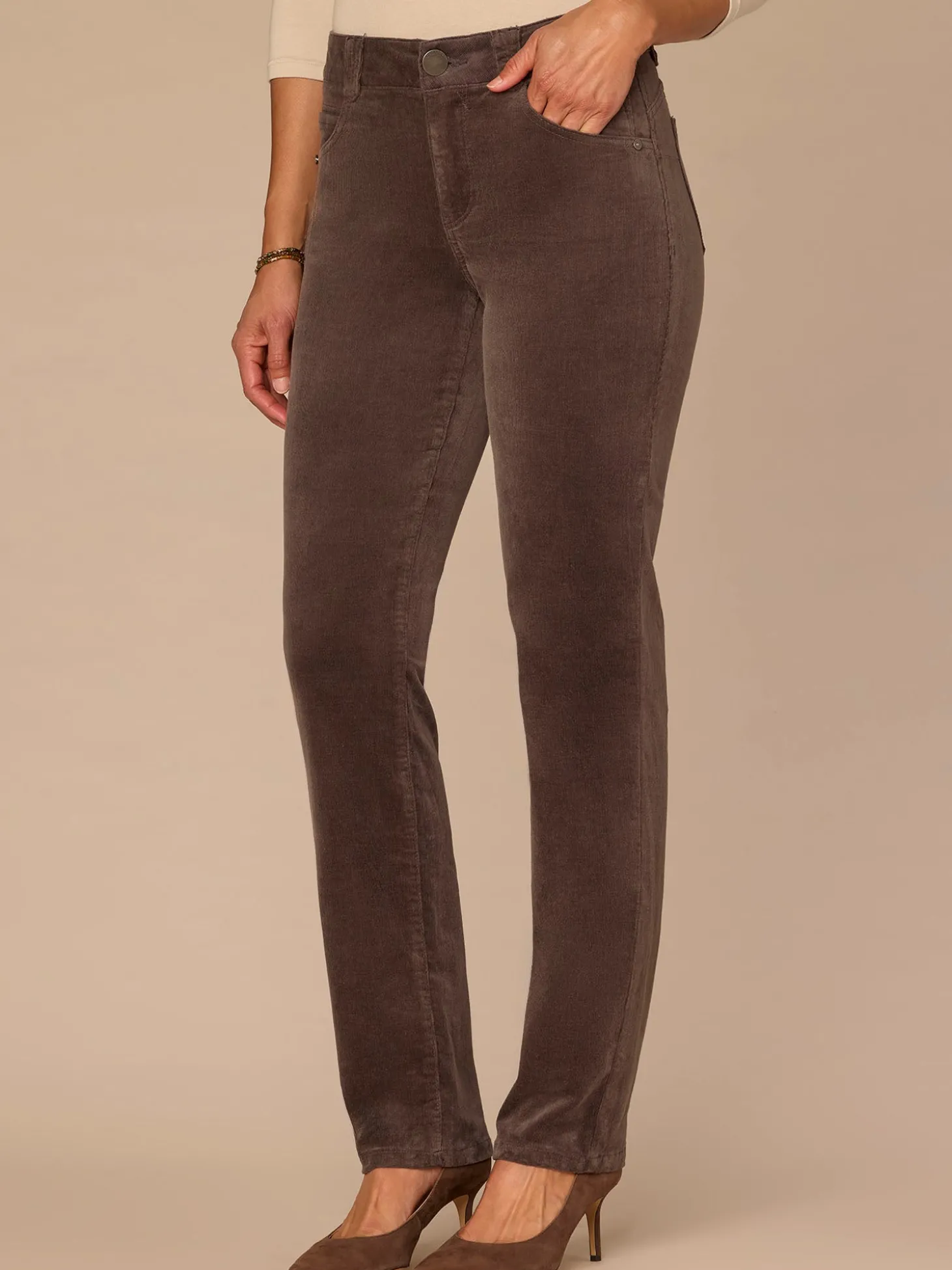 "Ab"solution® Mid-Rise Corduroy Straight Leg Pants
