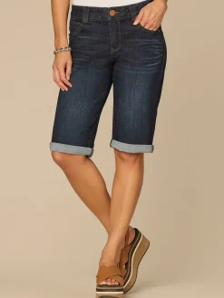 “Ab”solution® Mid-Rise Dark Indigo Artisanal Petite Bermuda Shorts