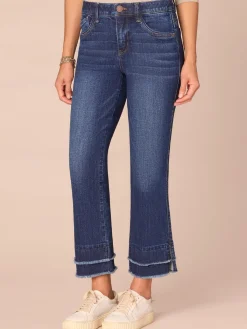"Ab"solution® Mid-Rise Double Layer Fray Plus Size Kick Flare Jeans