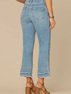 "Ab"solution® Mid-Rise Double Scallop Fray Hem Petite Kick Flare Jean
