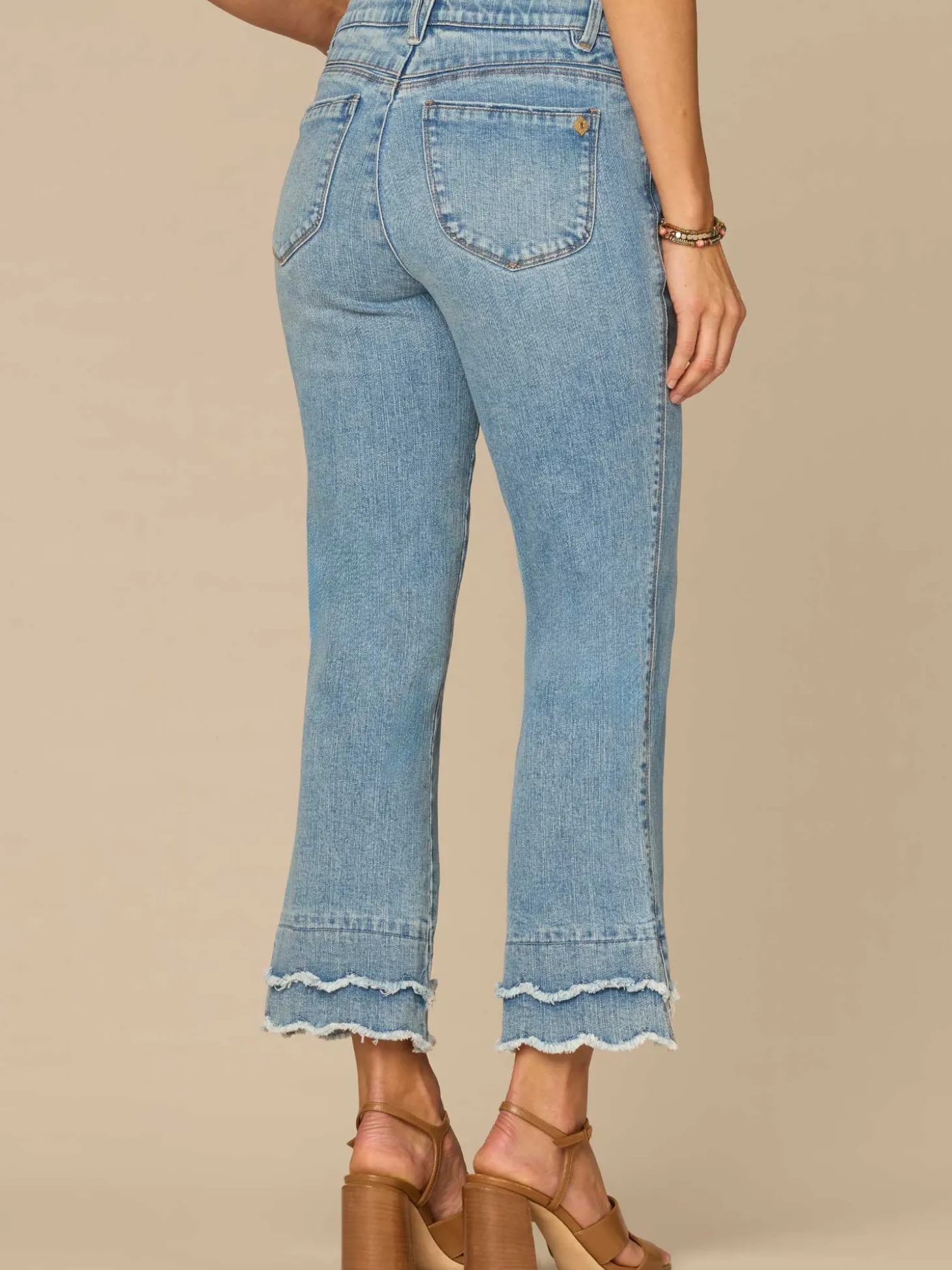 "Ab"solution® Mid-Rise Double Scallop Fray Hem Petite Kick Flare Jean