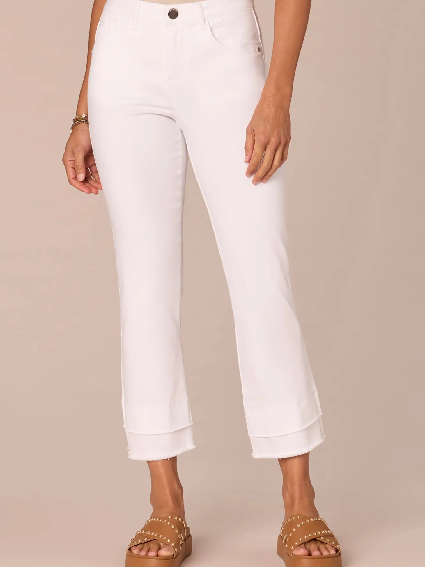 "Ab"solution Mid-Rise Flare Petite Jeans with Double Layer Fray Hem
