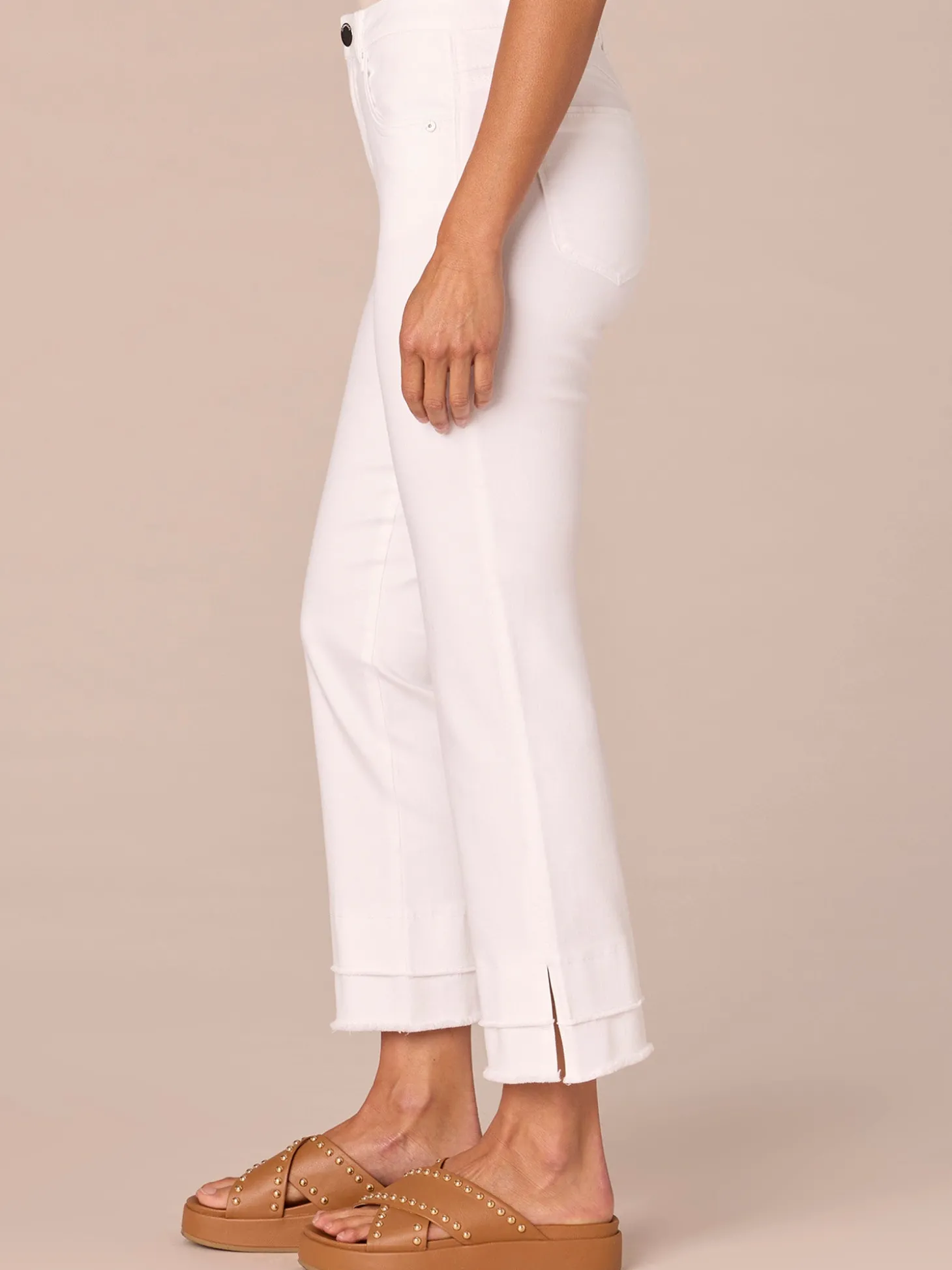"Ab"solution Mid-Rise Flare Petite Jeans with Double Layer Fray Hem