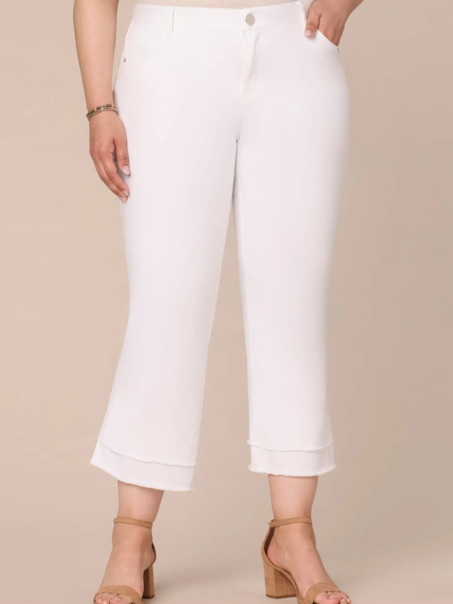 "Ab"solution Mid-Rise Flare Plus Size Jeans with Double Layer Fray Hem