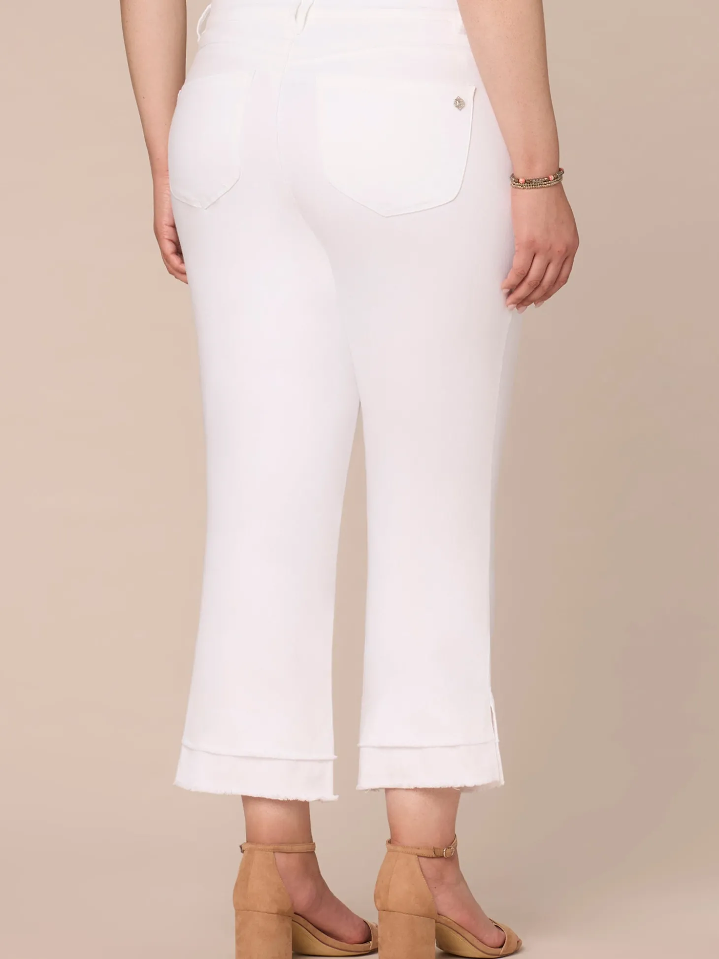 "Ab"solution Mid-Rise Flare Plus Size Jeans with Double Layer Fray Hem