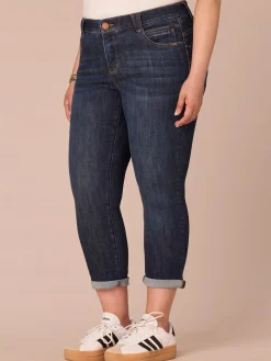 “Ab”solution® Mid-Rise Indigo Roll Cuff Plus Size Ankle Skimmer Jeans