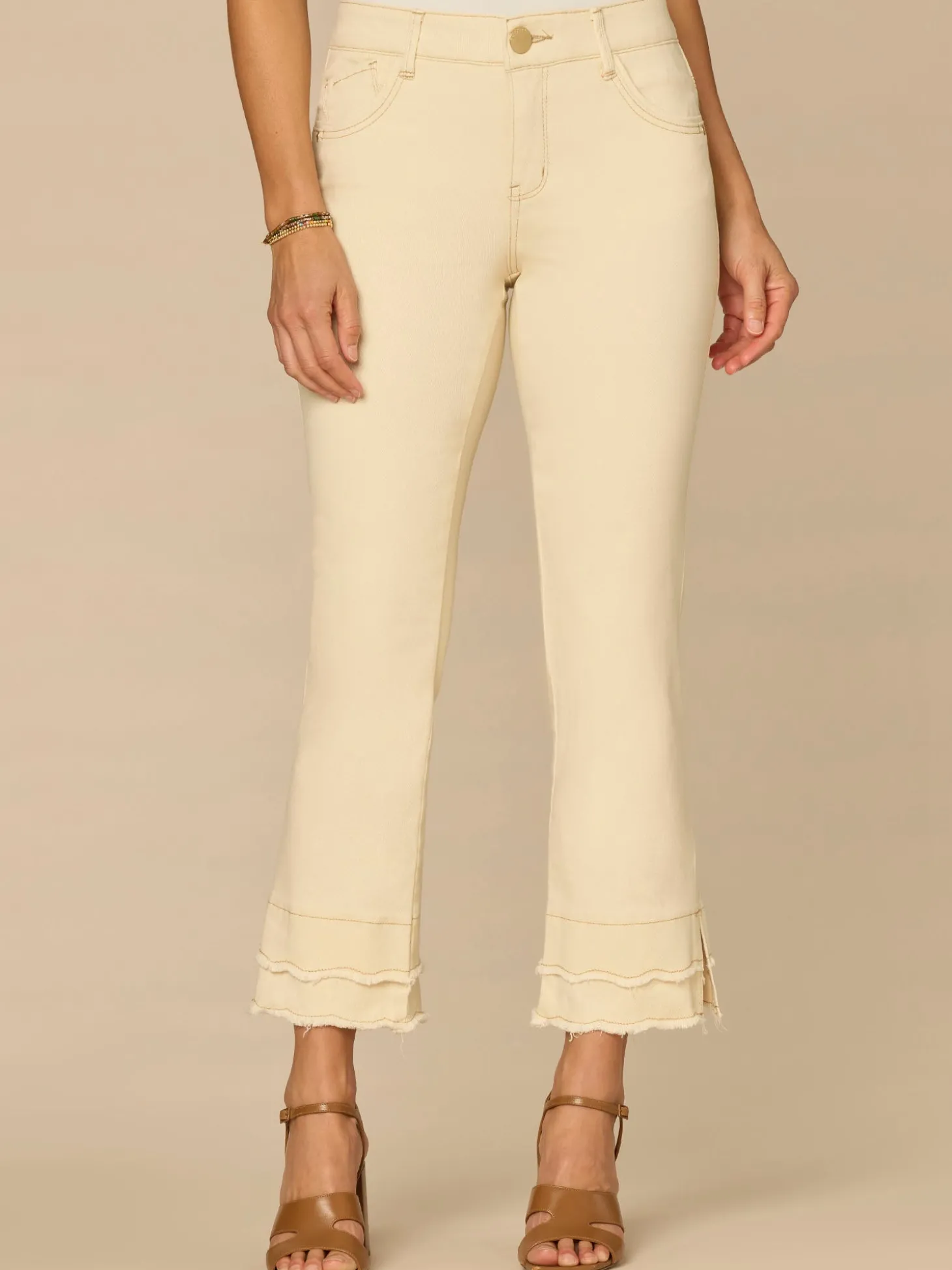 “Ab”solution® Mid-Rise Kick Flare Pants with Double Scallop Fray Hem
