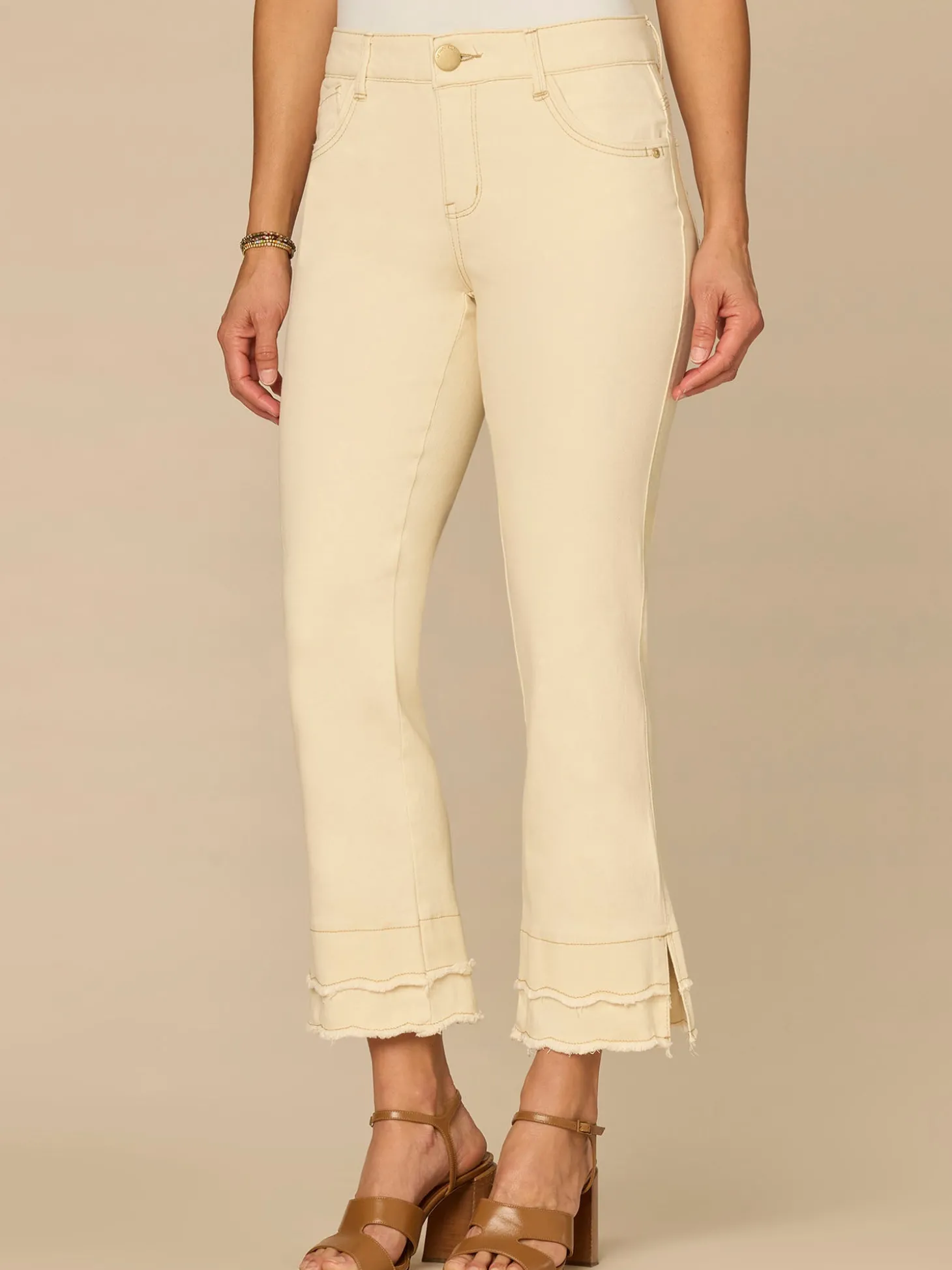 “Ab”solution® Mid-Rise Kick Flare Pants with Double Scallop Fray Hem