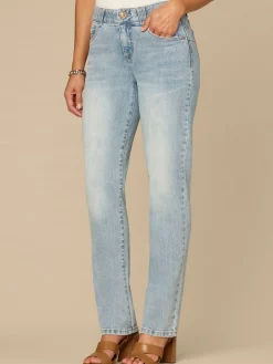 “Ab”solution® Mid-Rise Light Blue Booty Lift Petite Straight Leg Jeans