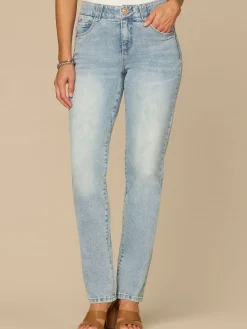 “Ab”solution® Mid-Rise Light Blue Booty Lift Petite Straight Leg Jeans