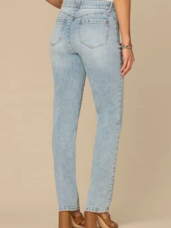 “Ab”solution® Mid-Rise Light Blue Booty Lift Petite Straight Leg Jeans