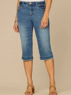 “Ab”solution® Mid-Rise Mid Blue Artisanal Fray Hem Petite Skimmer Jean