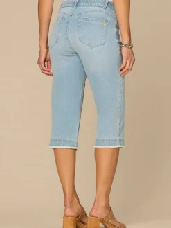“Ab”solution® Mid-Rise Powder Blue Fray Hem Petite Skimmer Jeans